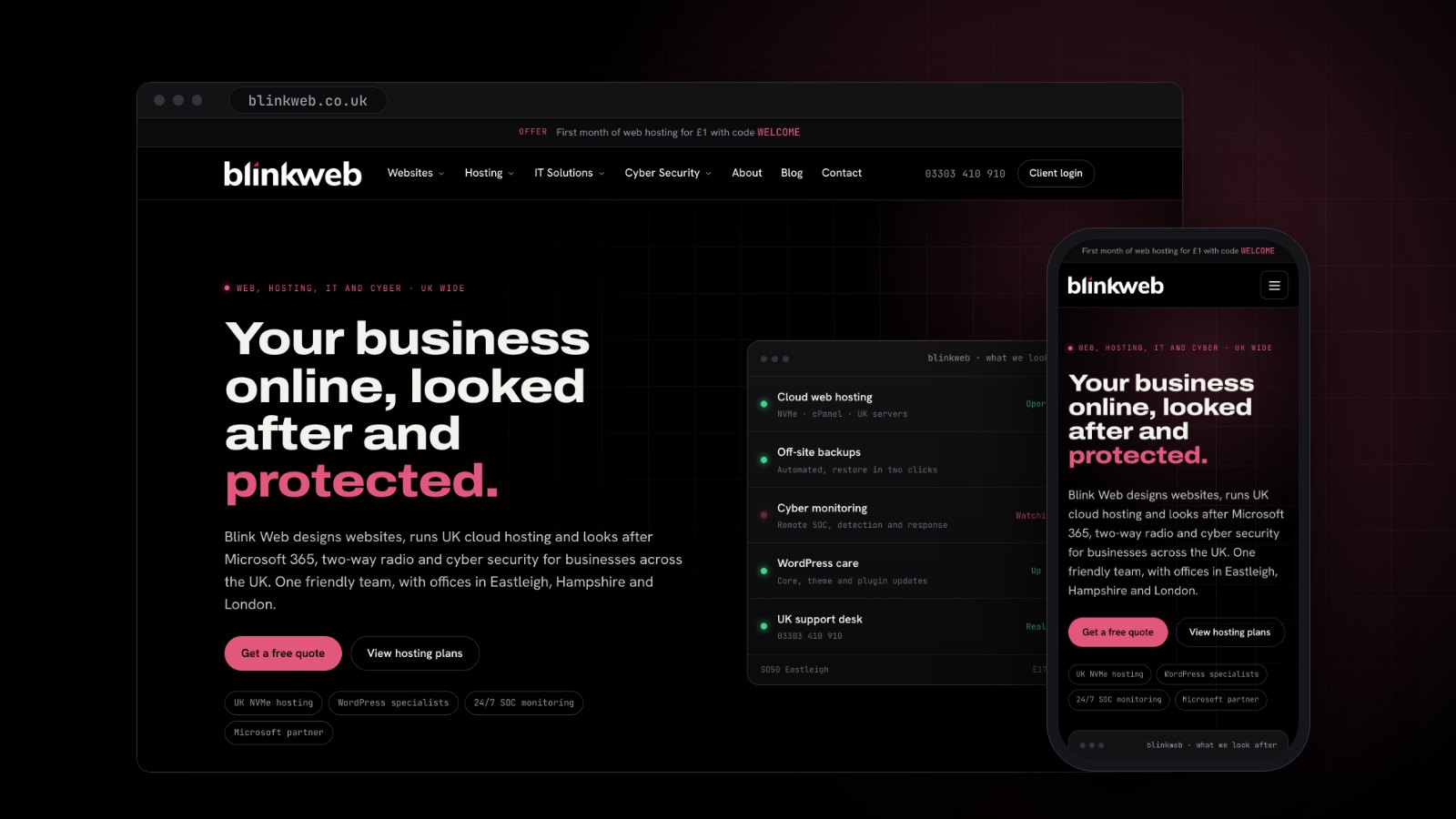 The new Blink Web website shown on a laptop and a mobile phone