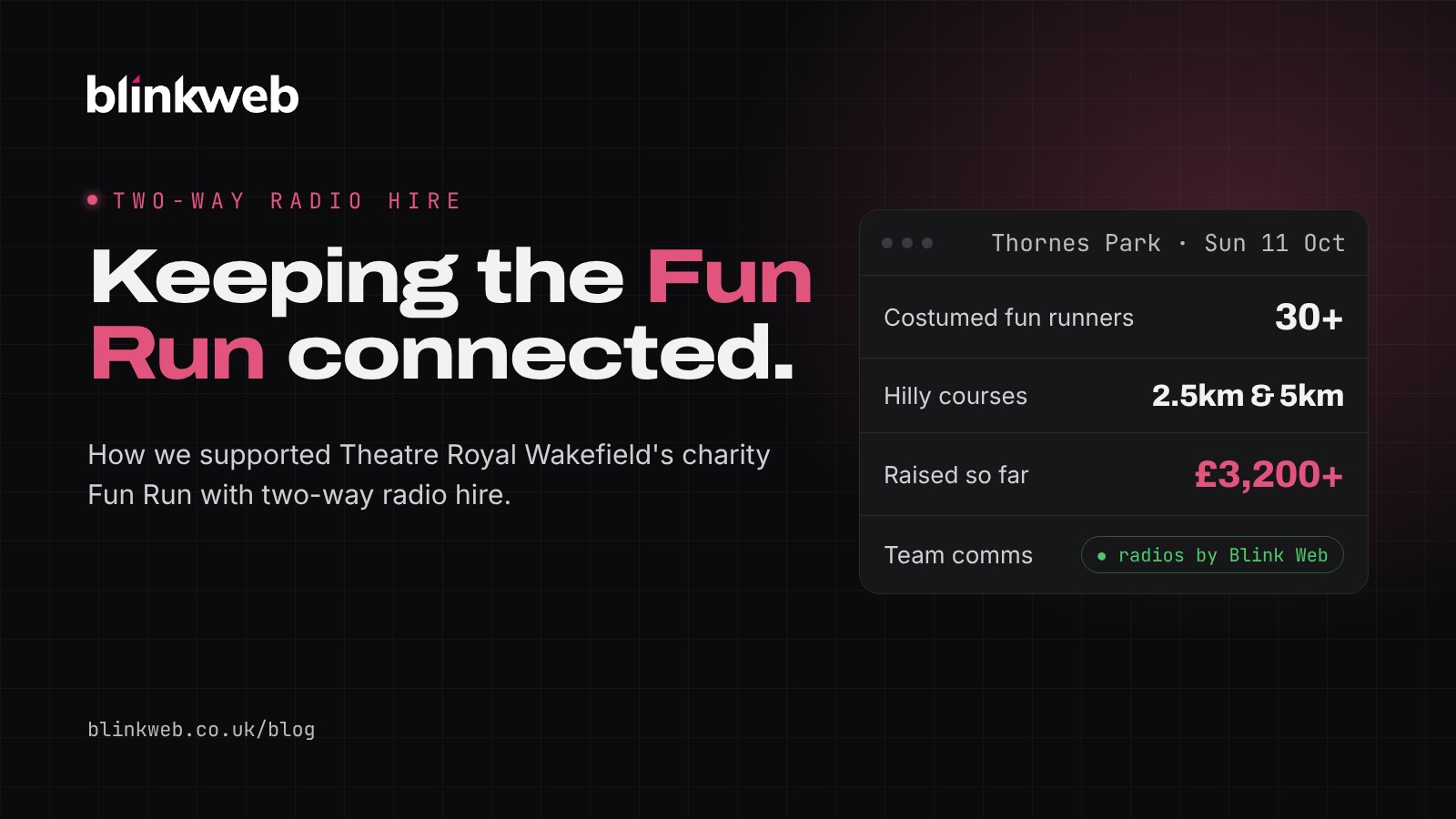 Theatre Royal Wakefield Fun Run 2026, supported by Blink Web two-way radio hire